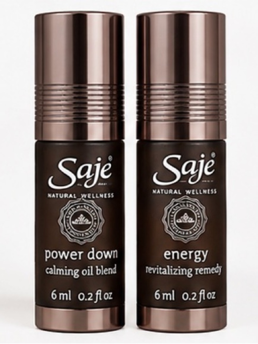 Saje Brown Calming & Energy Roll-On Oil Duo